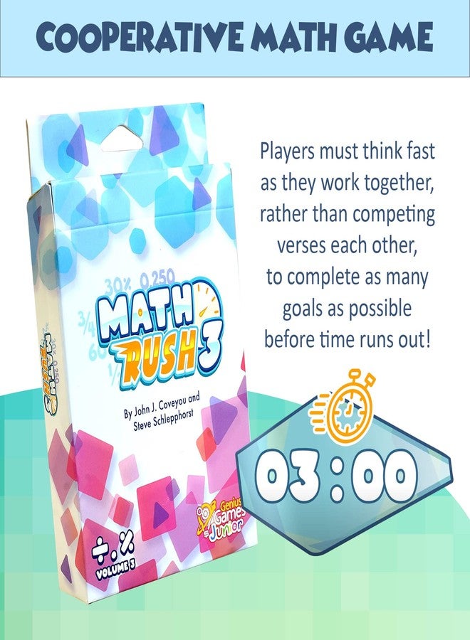 Genius Games لعبة Math Rush 3: الكسور والأعداد العشرية والنسب المئوية - لعبة بطاقات تعليمية رياضية تعاونية تعتمد على الوقت للأطفال والطلاب والعائلات | لعبة STEM ممتعة وجذابة لحصص الرياضيات أو ليلة ألعاب عائلية - Image 4